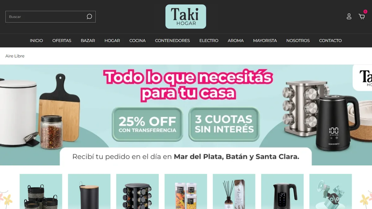 Portada del sitio de Taki Hogar